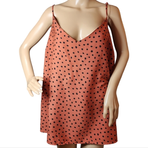 ASOS spaghetti strap blouse. Terracotta orange black polka dot. Plus Size 20 - Picture 11 of 13